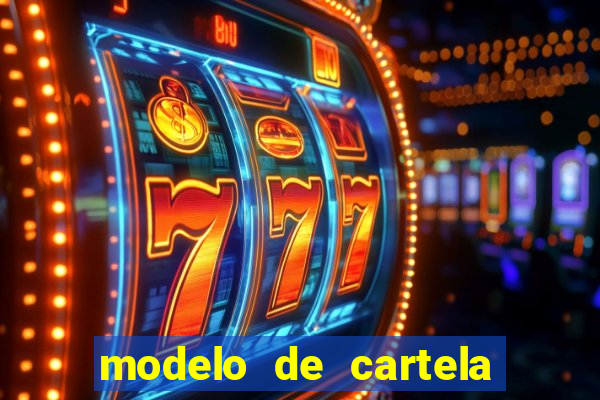 modelo de cartela para bingo