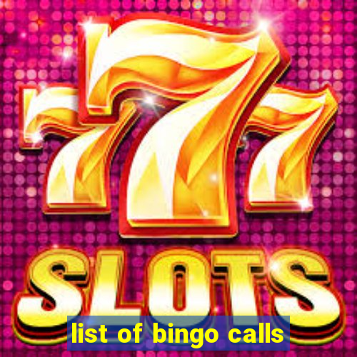 list of bingo calls